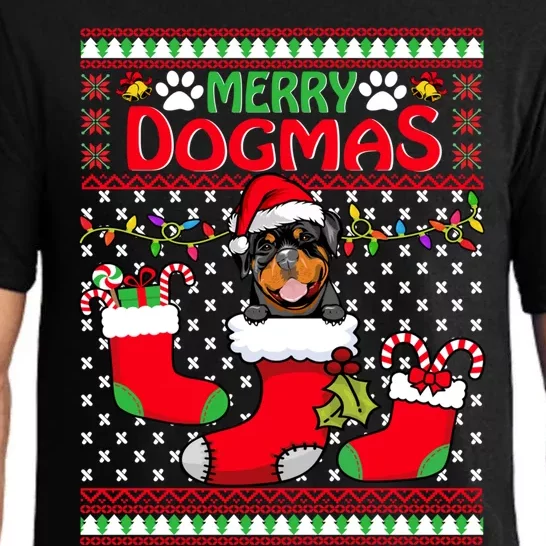 Merry Dogmas Rottweiler Dog Funny Ugly Christmas Xmas Funny Gift Pajama Set