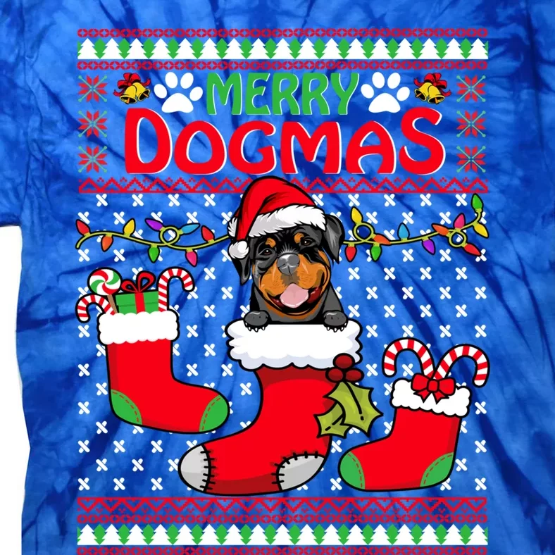 Merry Dogmas Rottweiler Dog Funny Ugly Christmas Xmas Funny Gift Tie-Dye T-Shirt