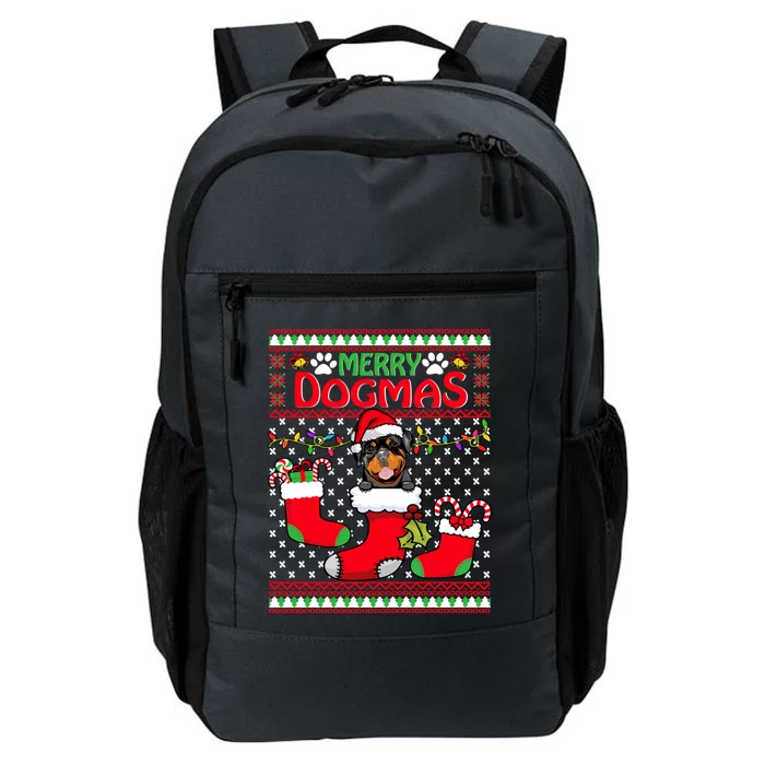 Merry Dogmas Rottweiler Dog Funny Ugly Christmas Xmas Funny Gift Daily Commute Backpack