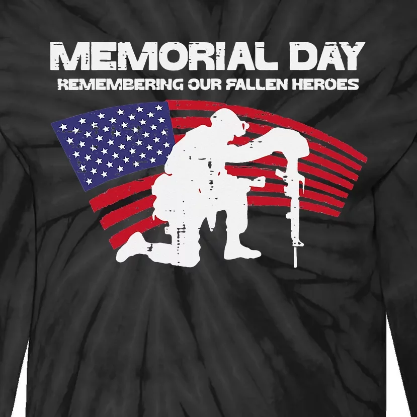 Memorial Day Remembering Our Fallen Heroes US Flag Patriotic Tie-Dye Long Sleeve Shirt