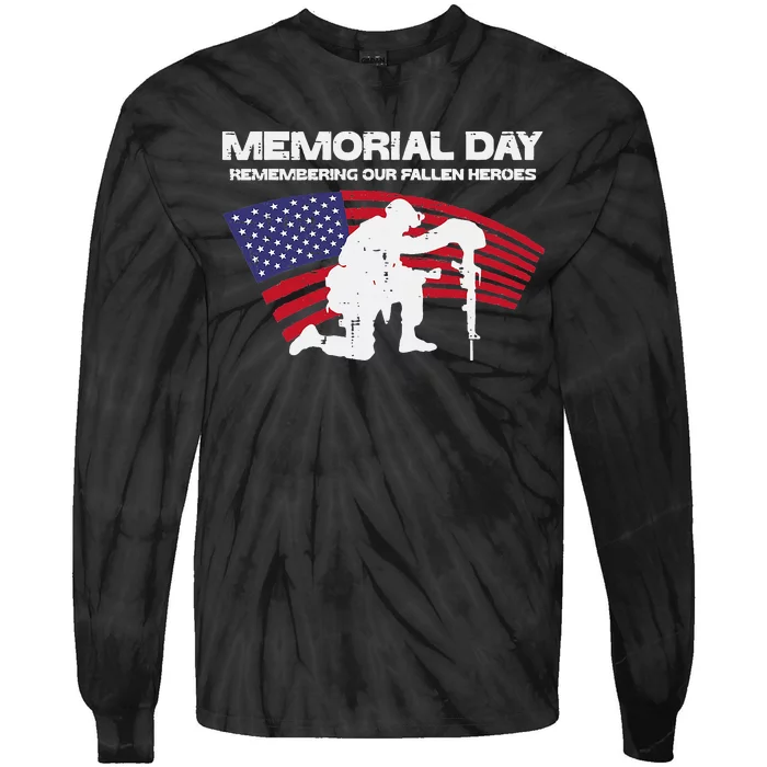 Memorial Day Remembering Our Fallen Heroes US Flag Patriotic Tie-Dye Long Sleeve Shirt