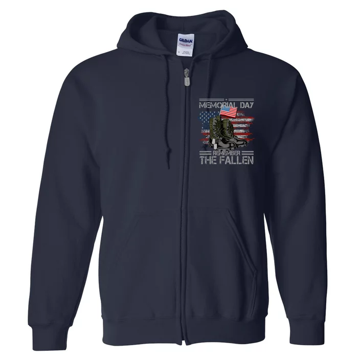 Memorial Day Remember The Fallen Vintage Full Zip Hoodie