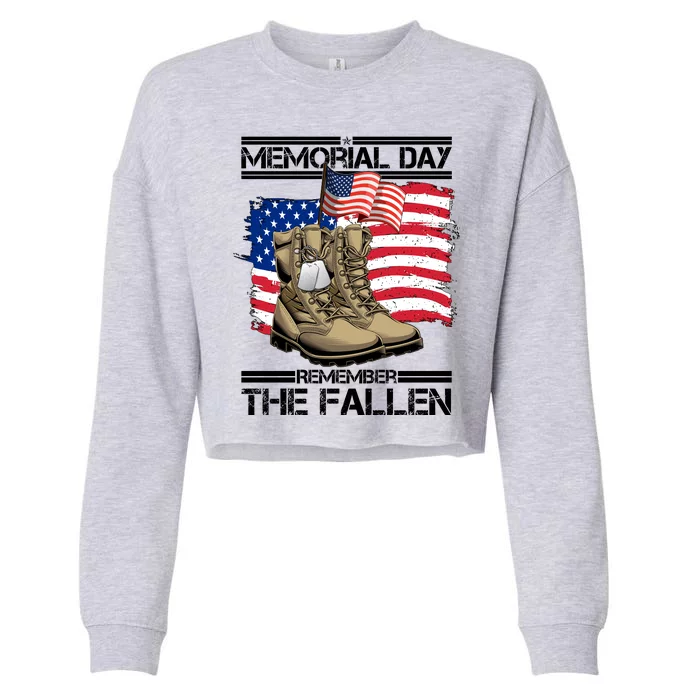 Memorial Day Remember The Fallen Cropped Pullover Crew