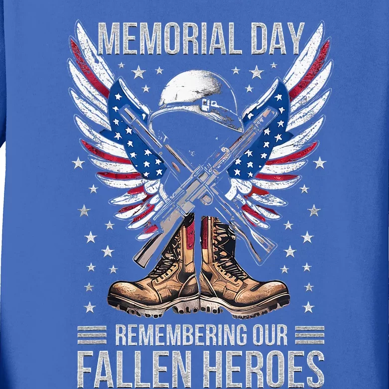 Memorial Day Remember The Fallen Veteran Military Kids Long Sleeve Shirt