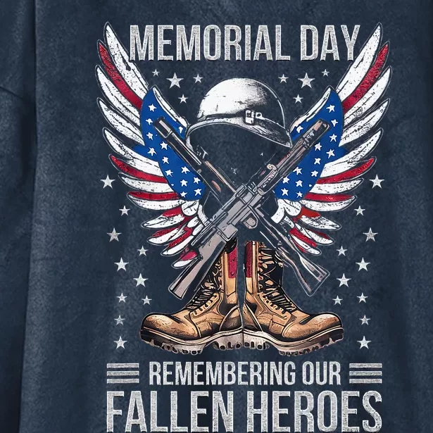 Memorial Day Remember The Fallen Veteran Military Hooded Wearable Blanket