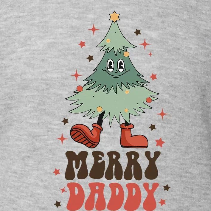 Merry Daddy Retro Christmas Tree Face Groovy Matching Family Toddler Sweatshirt