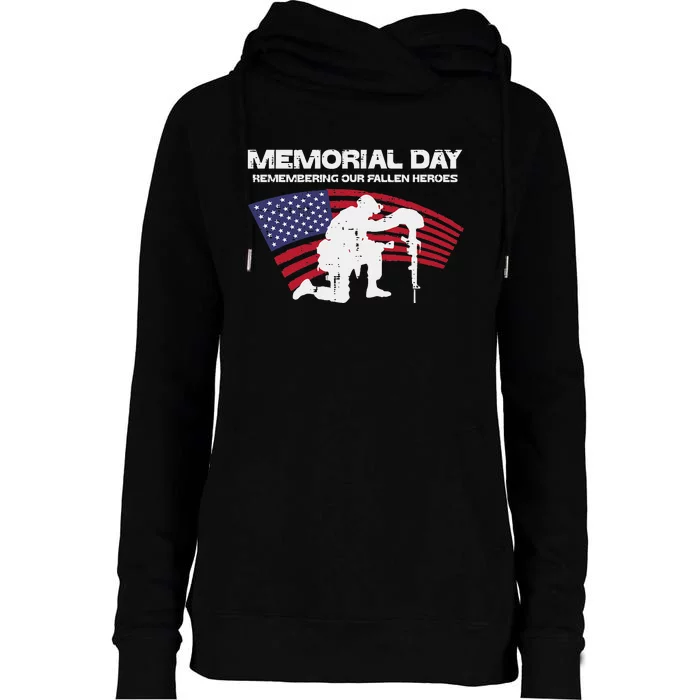 Memorial Day Remembering Our Fallen Heroes Us Flag Womens Funnel Neck Pullover Hood