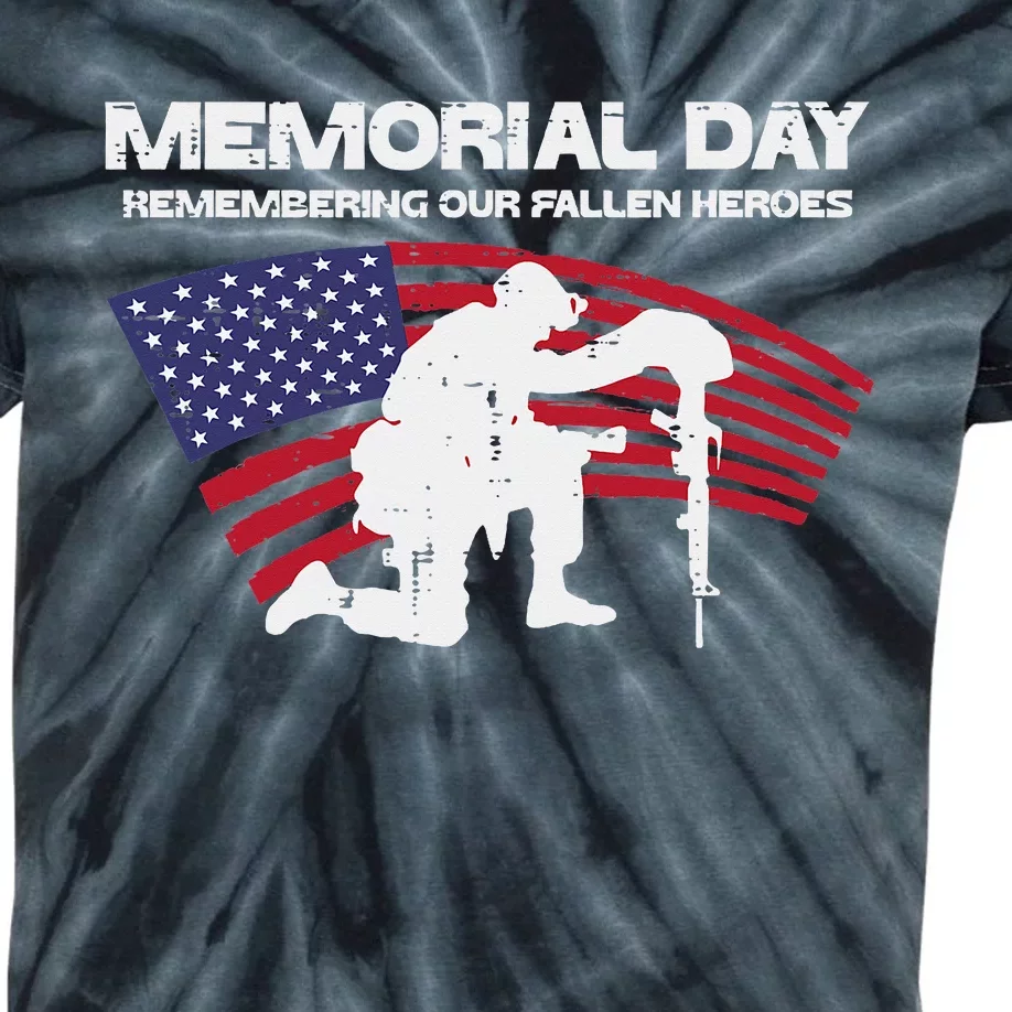 Memorial Day Remembering Our Fallen Heroes Us Flag Kids Tie-Dye T-Shirt