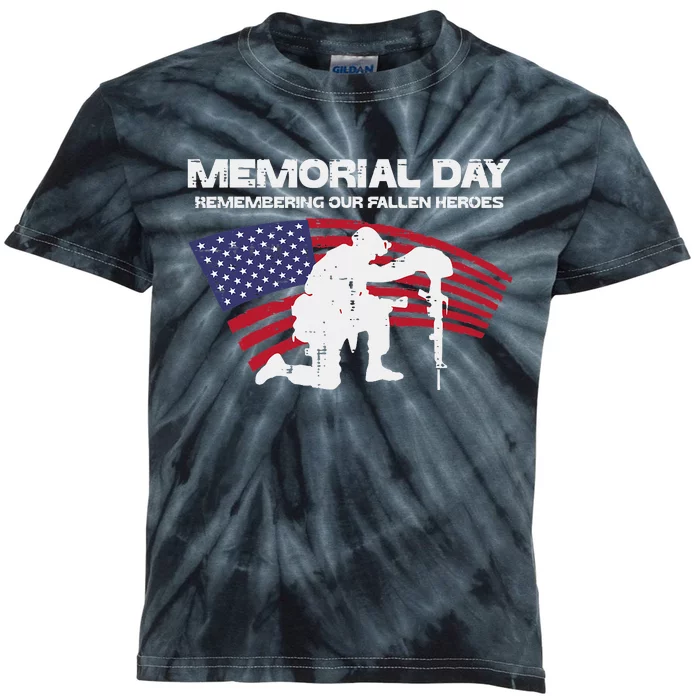 Memorial Day Remembering Our Fallen Heroes Us Flag Kids Tie-Dye T-Shirt