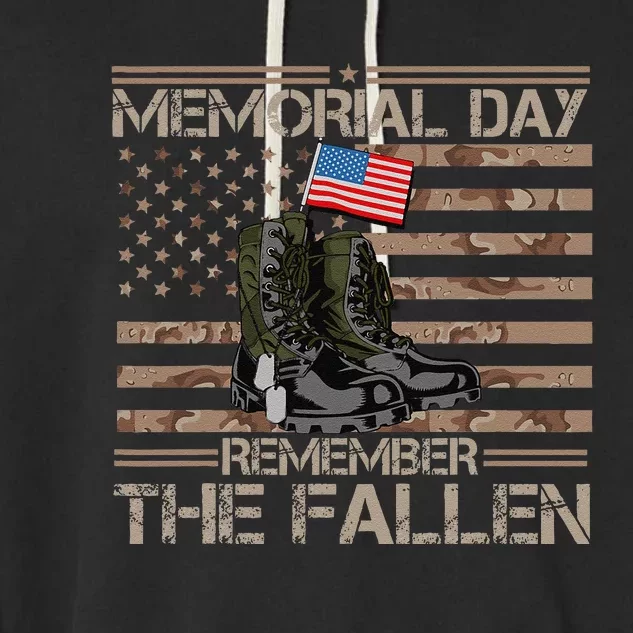 Memorial Day Remember The Fallen Veteran Military Camouflage Garment-Dyed Fleece Hoodie