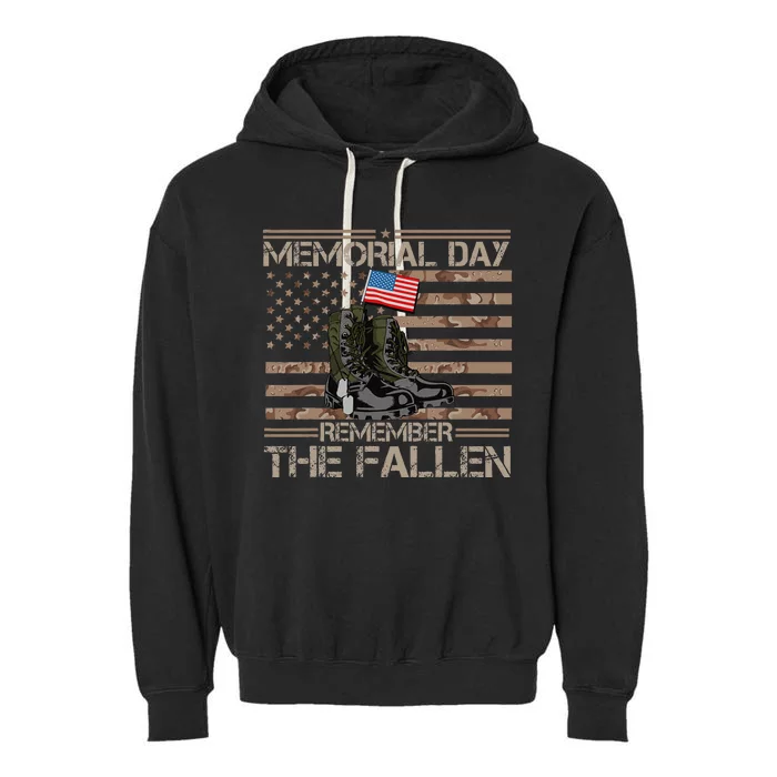 Memorial Day Remember The Fallen Veteran Military Camouflage Garment-Dyed Fleece Hoodie