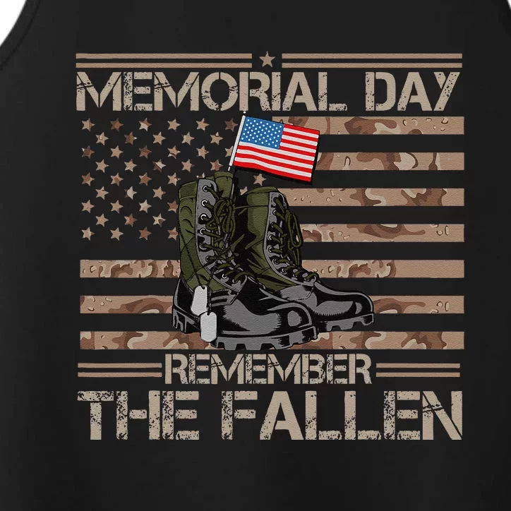 Memorial Day Remember The Fallen Veteran Military Camouflage Performance Tank