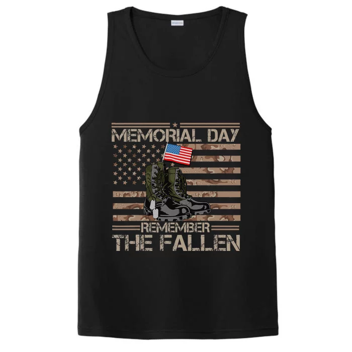 Memorial Day Remember The Fallen Veteran Military Camouflage Performance Tank