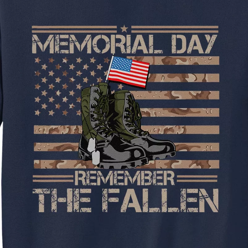 Memorial Day Remember The Fallen Veteran Military Camouflage Tall Sweatshirt