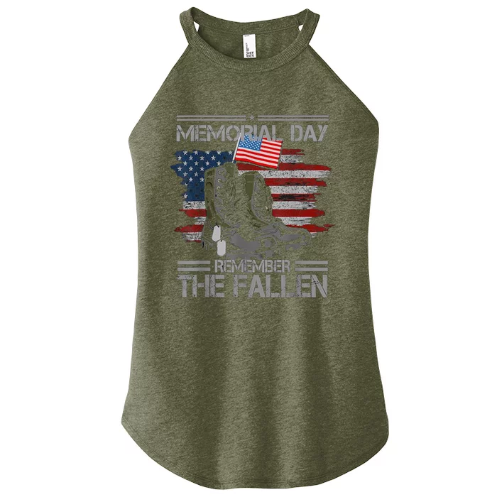 Memorial Day Remember The Fallen Veteran Military Vintage Women’s Perfect Tri Rocker Tank