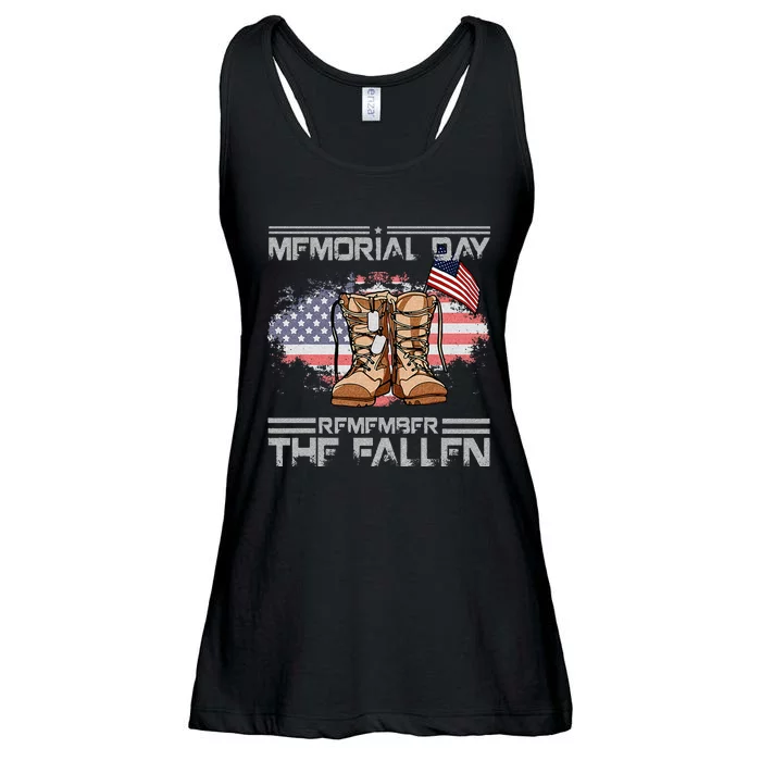 Memorial Day Remember The Fallen Veteran Day Military Men Ladies Essential Flowy Tank