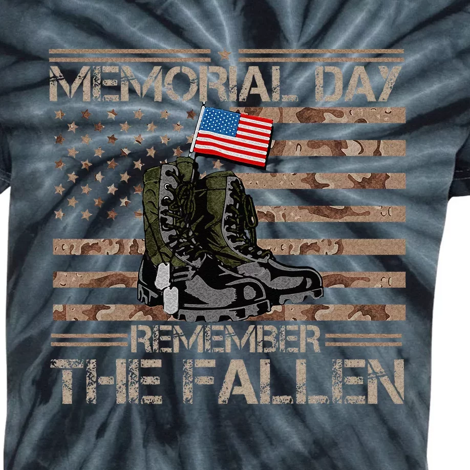 Memorial Day Remember The Fallen Veteran Military Camouflage Kids Tie-Dye T-Shirt