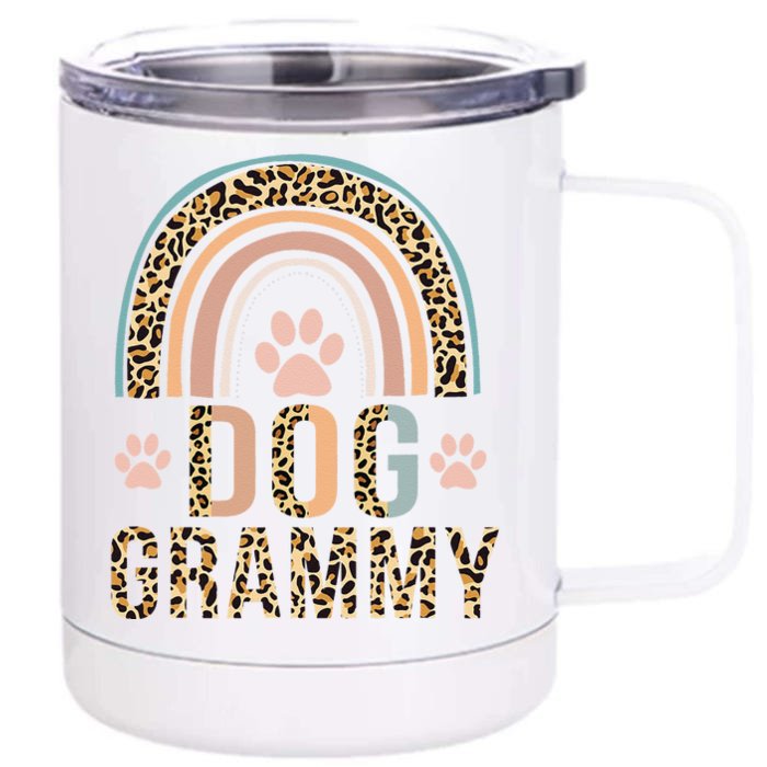 Mothers Day Rainbow Leopard Dog Paw Dog Lover Grammy Front & Back 12oz Stainless Steel Tumbler Cup