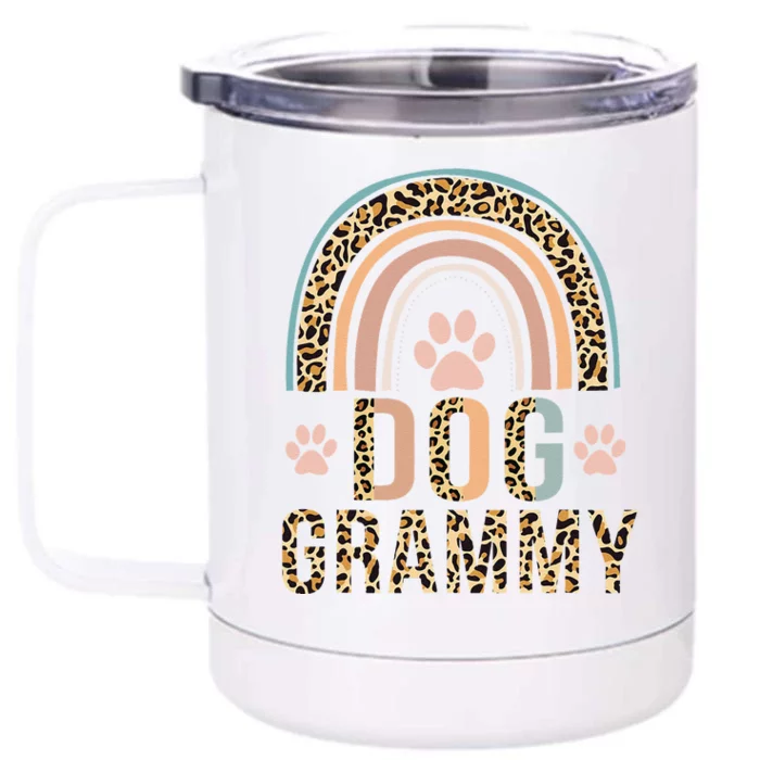 Mothers Day Rainbow Leopard Dog Paw Dog Lover Grammy Front & Back 12oz Stainless Steel Tumbler Cup