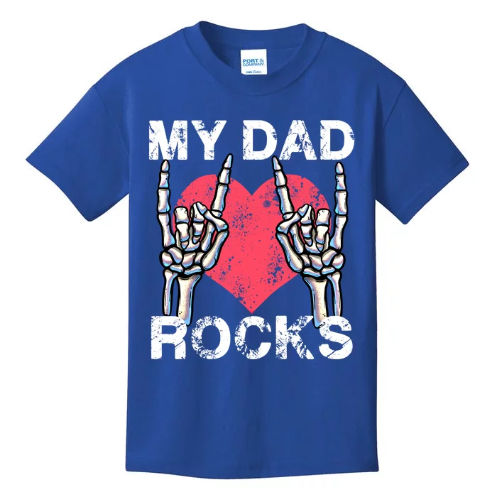 My Dad Rocks Lets Rock Rock And Roll Vintage Retro Daddy Concert Funny Gift Kids T-Shirt