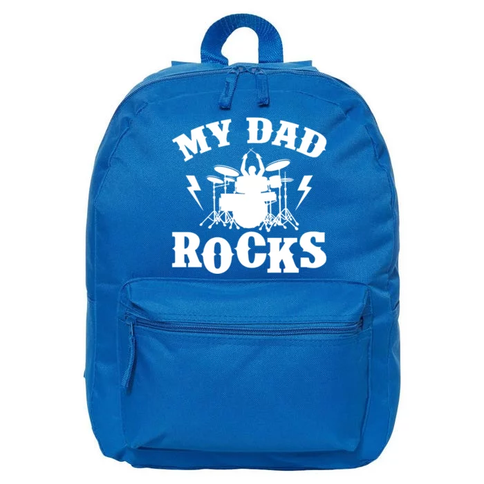 My Dad Rocks Percussionist Drummer Musician Metal Band Drums Gift 16 in Basic Backpack