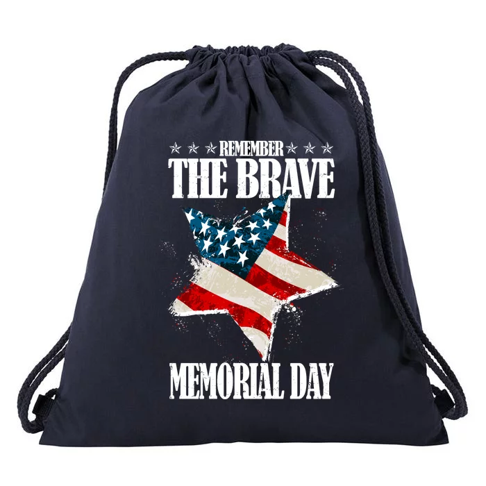 Memorial Day Remember The Brave Drawstring Bag