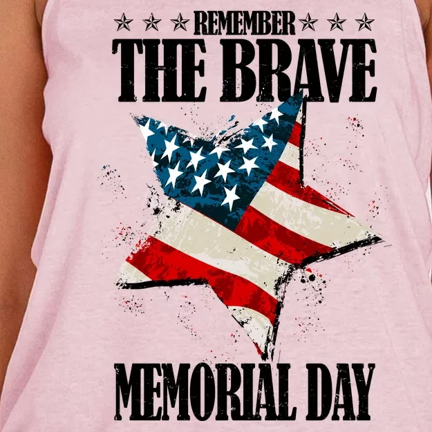 Memorial Day Remember The Brave Women's Knotted Racerback Tank