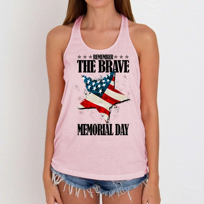 Memorial Day Remember The Brave Women's Knotted Racerback Tank