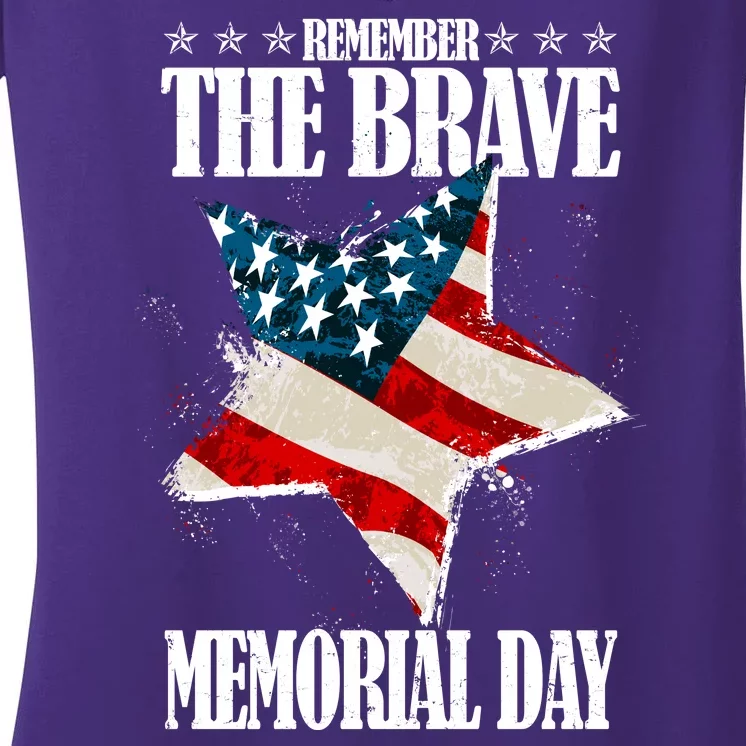 Memorial Day Remember The Brave Women's V-Neck T-Shirt