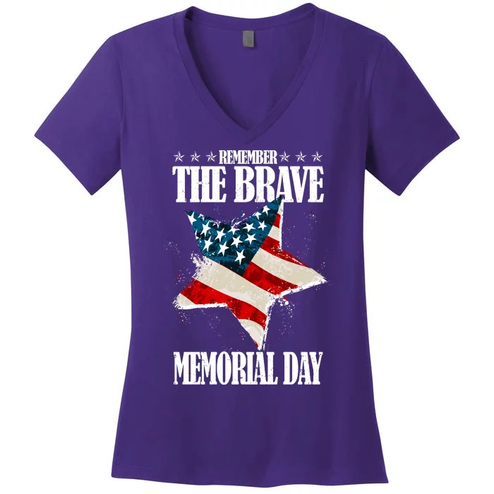 Memorial Day Remember The Brave Women's V-Neck T-Shirt