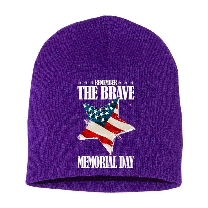 Memorial Day Remember The Brave Short Acrylic Beanie