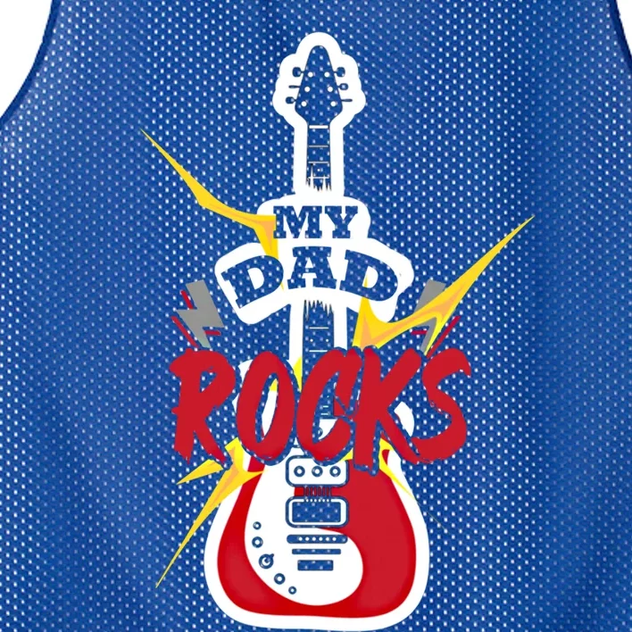 My Dad Rocks Bass Guitar Player Daddy Fathers Day Gift Mesh Reversible Basketball Jersey Tank