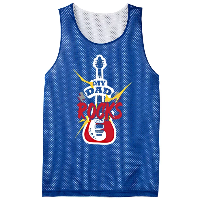 My Dad Rocks Bass Guitar Player Daddy Fathers Day Gift Mesh Reversible Basketball Jersey Tank