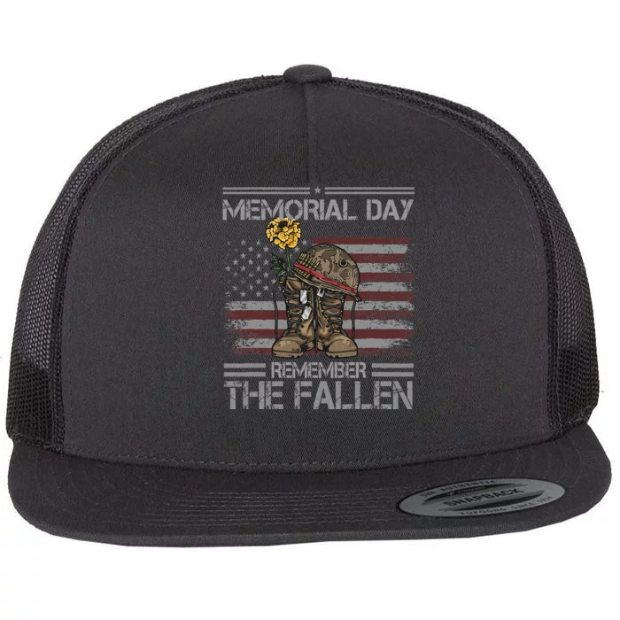 Memorial Day Remember The Fallen Veteran Military Vintage Flat Bill Trucker Hat