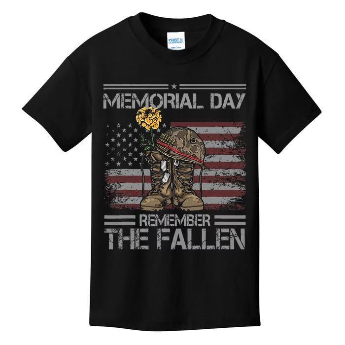 Memorial Day Remember The Fallen Veteran Military Vintage Kids T-Shirt