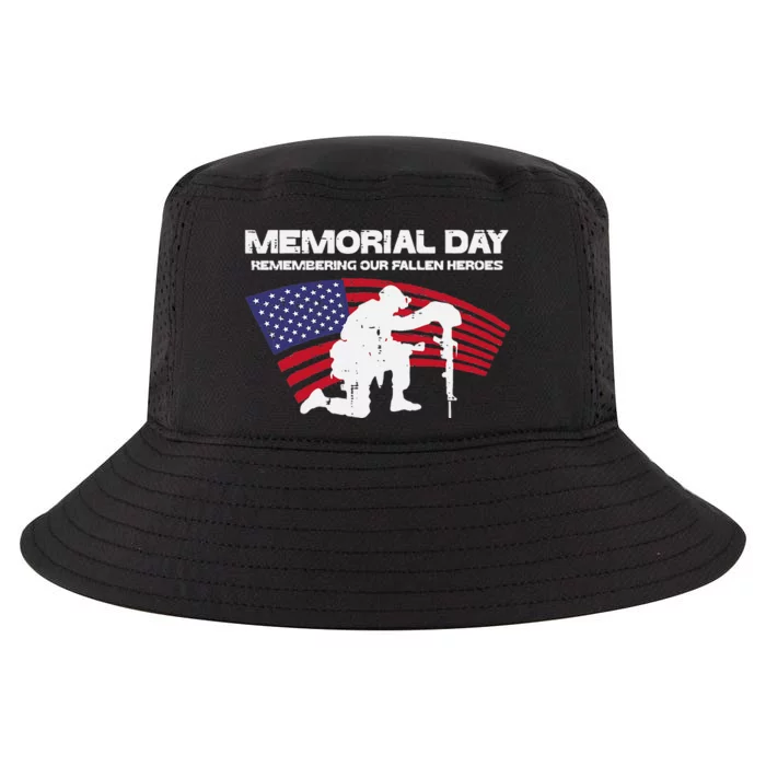 Memorial Day Remembering Our Fallen Heroes US Flag Patriotic Cool Comfort Performance Bucket Hat