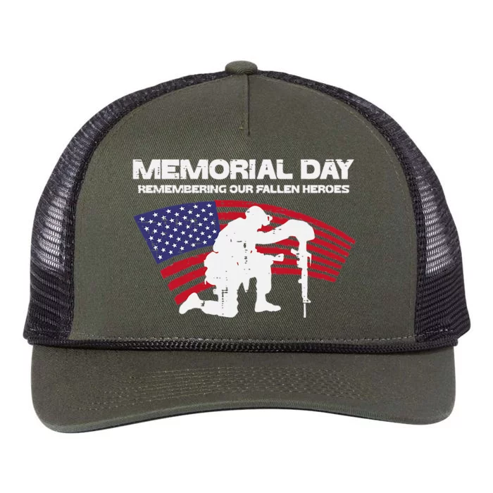 Memorial Day Remembering Our Fallen Heroes US Flag Patriotic Retro Rope Trucker Hat Cap