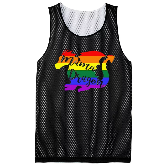 Mama Dragon Rainbow Colored Dragon Graphic Mesh Reversible Basketball Jersey Tank