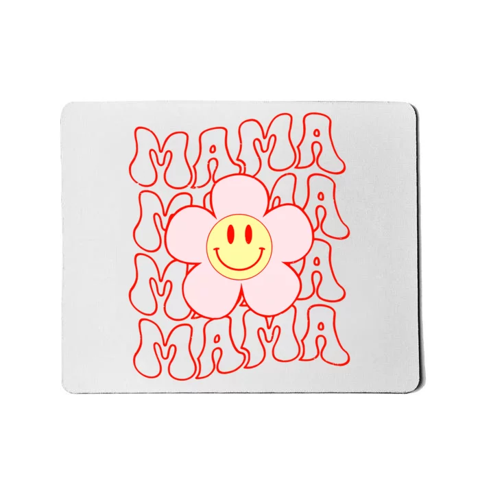 Mother Day Retro Happy Face Mama Groovy Daisy Flower Smile Face Trendy Mousepad