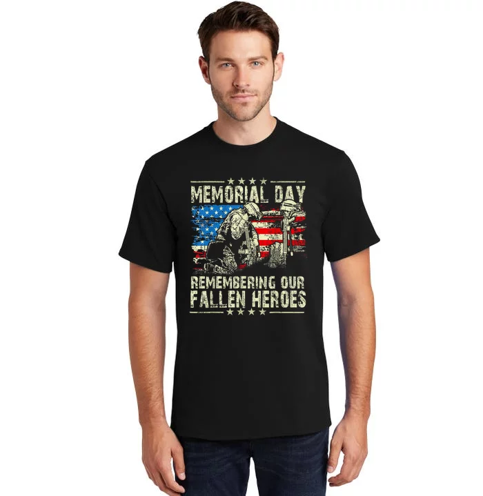 Memorial Day Remember The Fallen Veteran Military Vintage Tall T-Shirt