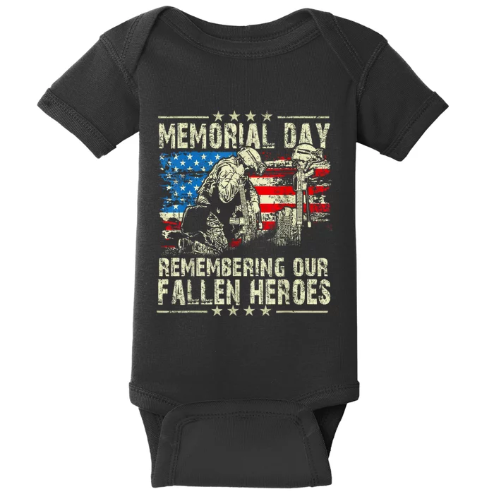 Memorial Day Remember The Fallen Veteran Military Vintage Baby Bodysuit