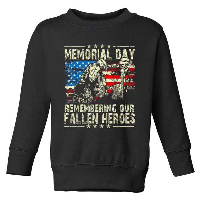 Memorial Day Remember The Fallen Veteran Military Vintage Toddler Sweatshirt