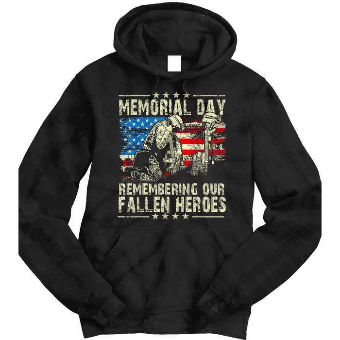 Memorial Day Remember The Fallen Veteran Military Vintage Tie Dye Hoodie