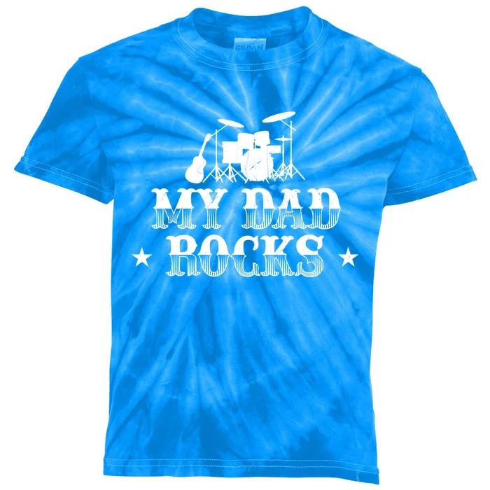 My Dad Rocks Drummer Musician Drumsticks Fathers Day Gift Kids Tie-Dye T-Shirt