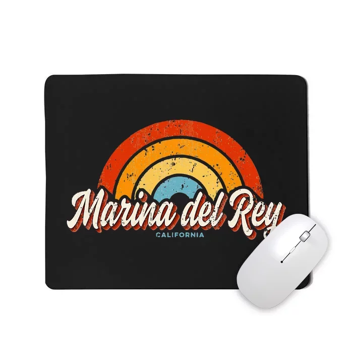 Marina Del Rey California Ca Vintage Rainbow Retro 70s Mousepad