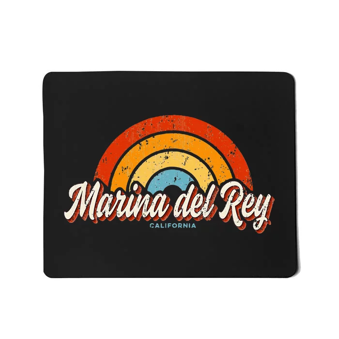 Marina Del Rey California Ca Vintage Rainbow Retro 70s Mousepad