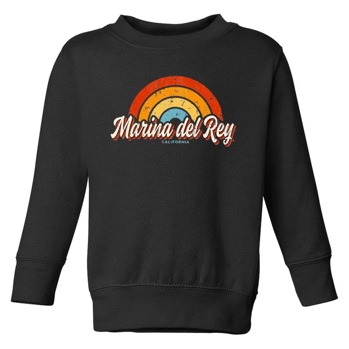 Marina Del Rey California Ca Vintage Rainbow Retro 70s Toddler Sweatshirt