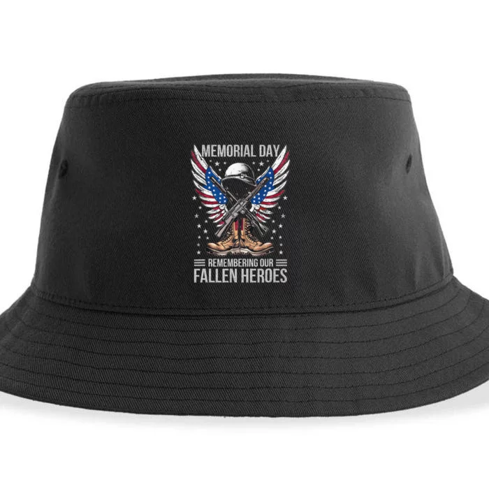 Memorial Day Remember The Fallen Veteran Military Sustainable Bucket Hat