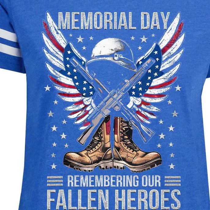 Memorial Day Remember The Fallen Veteran Military Enza Ladies Jersey Football T-Shirt