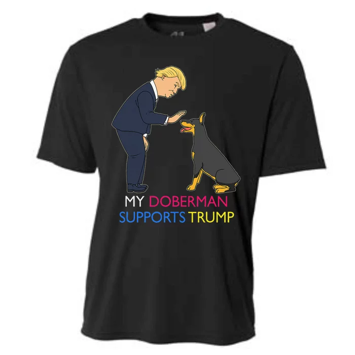 My Doberman Supports Trump Gift Doberman Pinscher Cooling Performance Crew T-Shirt